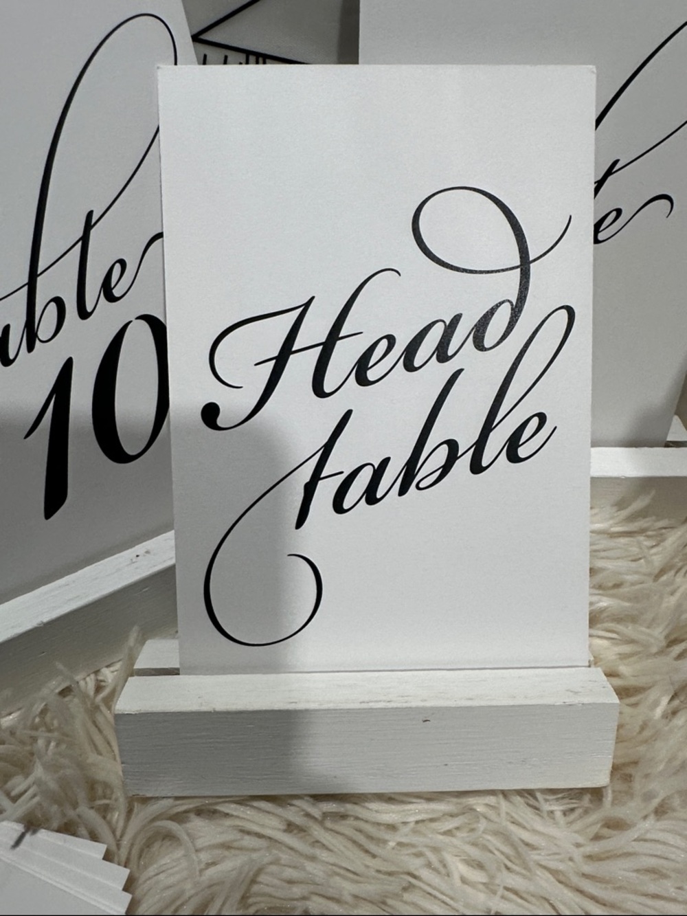 White Table Number Cards & Holders with Black Script - Picture 3 of 3